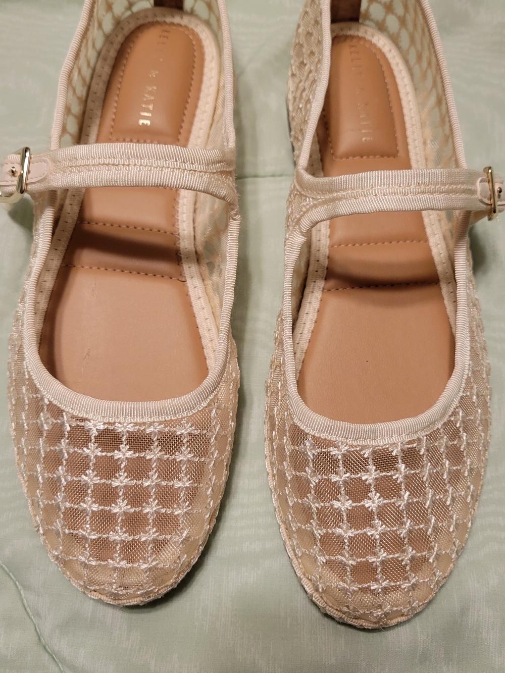 Kelly & Katie Giselle Mary Jane Flats with Embroidered Mesh